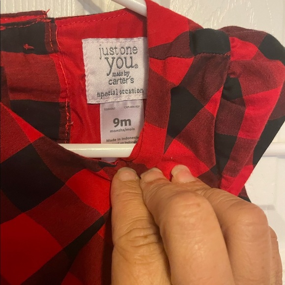 Just One You by Carter’s Buffalo Checked Red & Black Baby👶Girls👧Dress👗Sz 9M - Picture 2 of 5